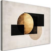 LEINWANDBILD Geometrische Abstraktion Graugold 100x70cm - Beige, Textil (100/70cm) - Feeby