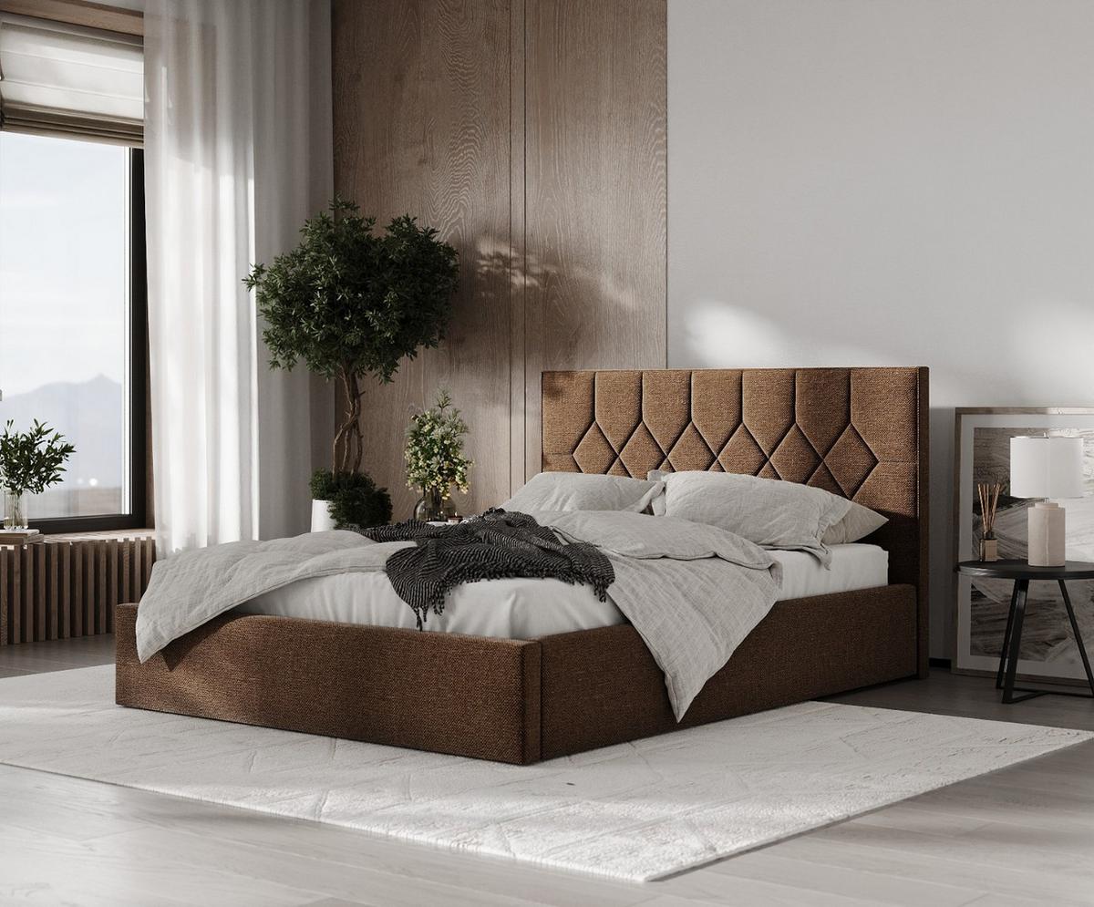 POLSTERBETT Brisa 140/200 cm Braun im Inari Stoff - Schwarz/Naturfarben, Holz/Holzwerkstoff (140/200cm) - AltaBeds