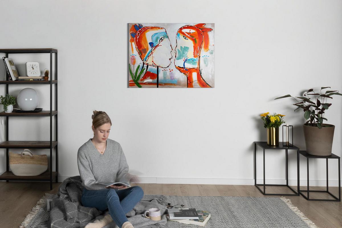 ÖLGEMÄLDE 100/75 cm - Blau/Gelb, Holz/Textil (100/75cm) - KUNSTLOFT