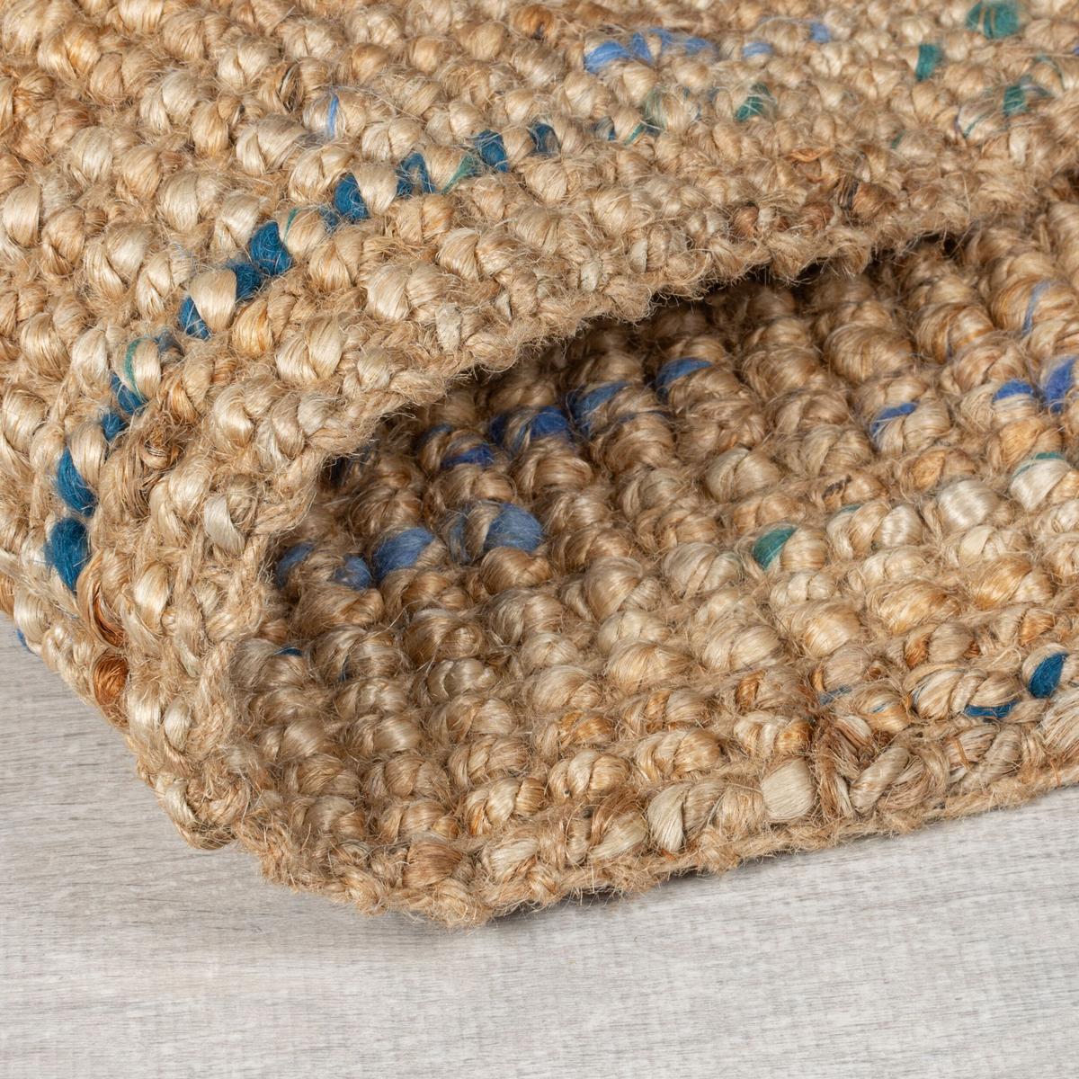 JUTETEPPICH handgewebt ERME, in Naturjute, Natur-Blau, 200 x 290 cm - Beige, Textil (290/200cm) - KADIMA DESIGN
