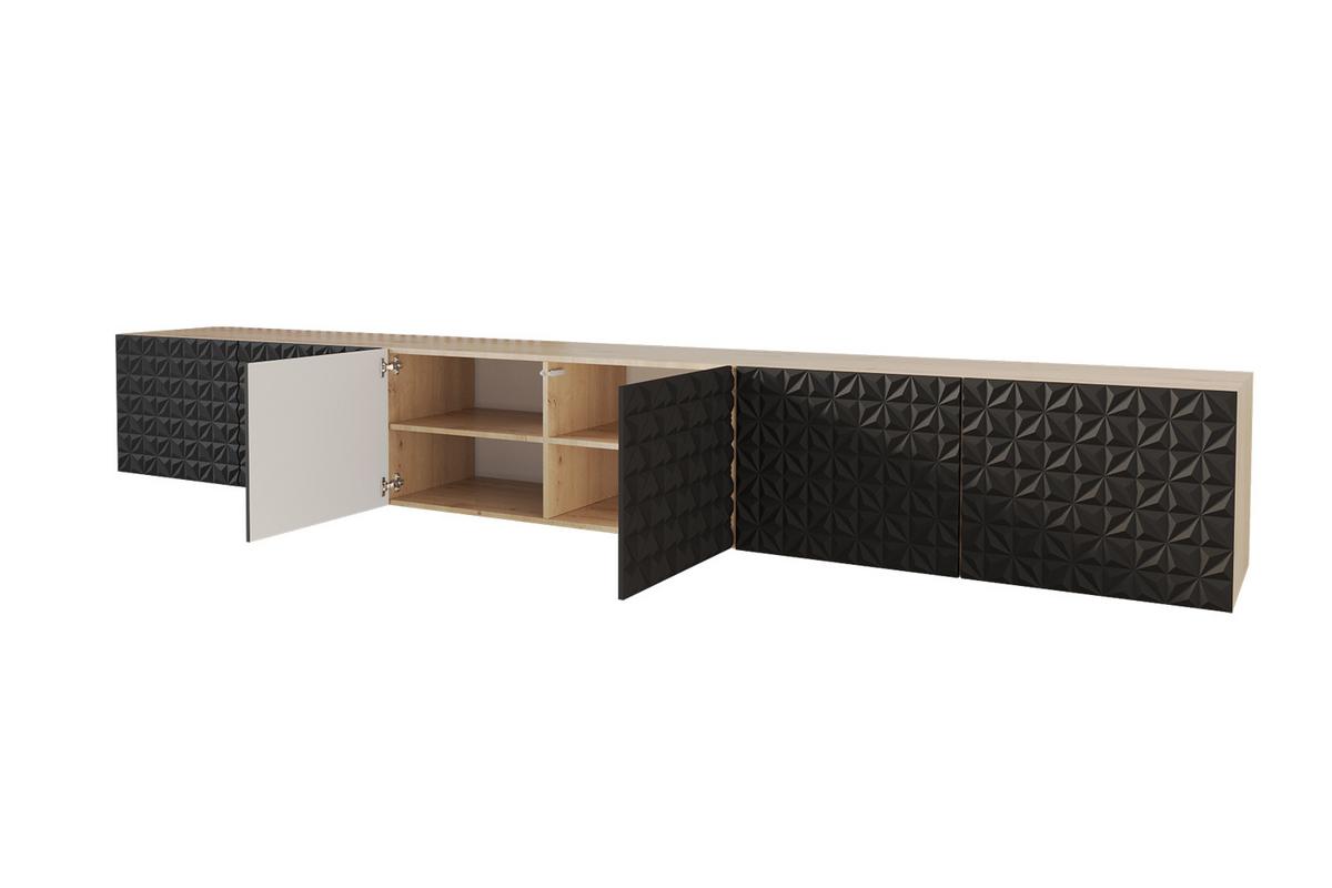 LOWBOARD VIRA-W 3x100x40x40 cm - Artisan / Schwarz - Schwarz, Holzwerkstoff (300/40/40cm) - ALTDECOR