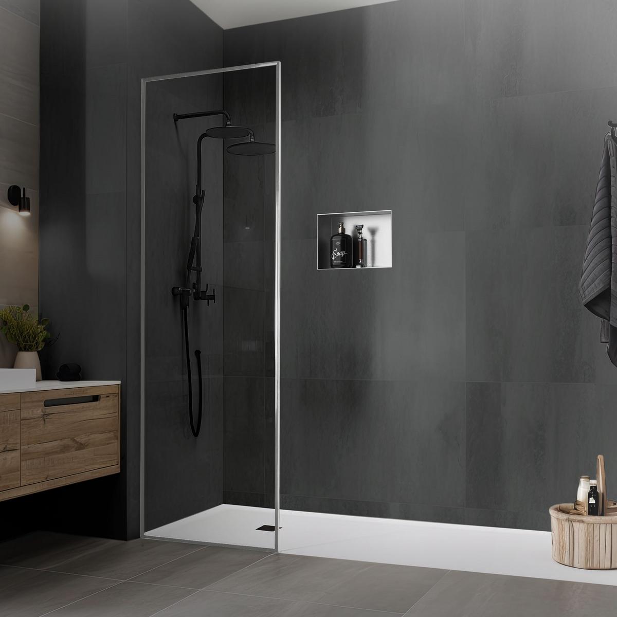 DUSCHNISCHE Silber 30/20 cm - Silberfarben, Metall (30/20/10cm) - LuxeBath