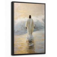 LEINWAND Bilder mit Rahmen - Gemälde - Welle - Jesus - Abstrakt - 20x30 - Goldfarben, Textil (20/30cm) - MuchoWow