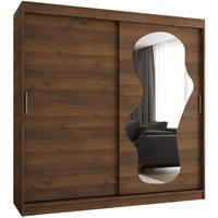 SCHIEBETÜRENSCHRANK mit Spiegel ULTRA 200/200/62 3-türig - Silberfarben/Walnussfarben, Holz (200/200/62cm) - MÖBEL KRYSPOL