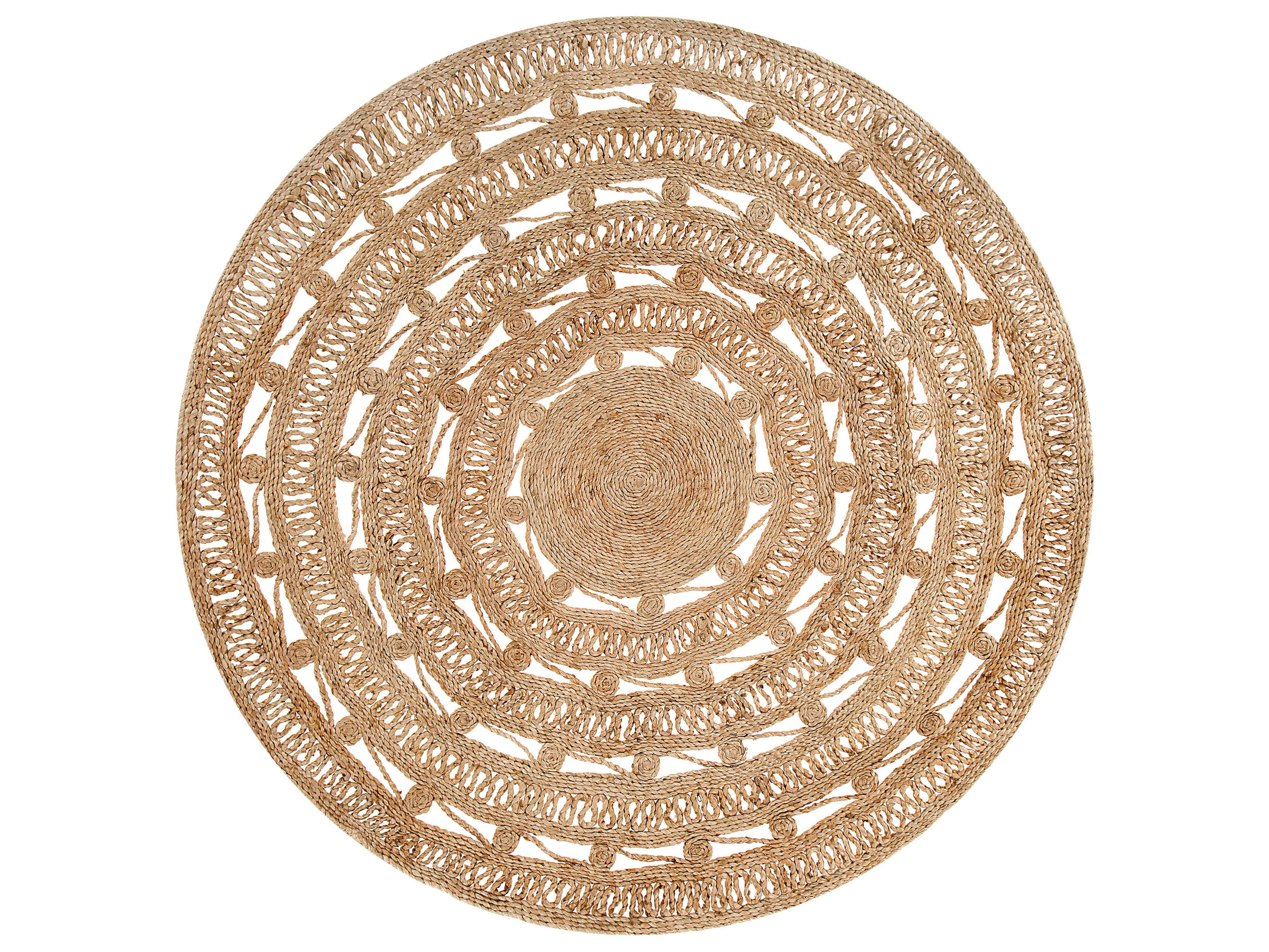TEPPICH geflochten Kerer 140/140 cm - Beige, Naturmaterialien (140/140cm) - Beliani