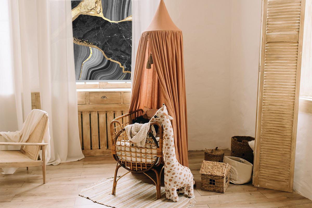 INNENROLLO - Fensterrollo - Rollo - 60x40 cm - Schwarzer Marmor - Schwarz, Kunststoff (60/140/0.5cm) - TULUP