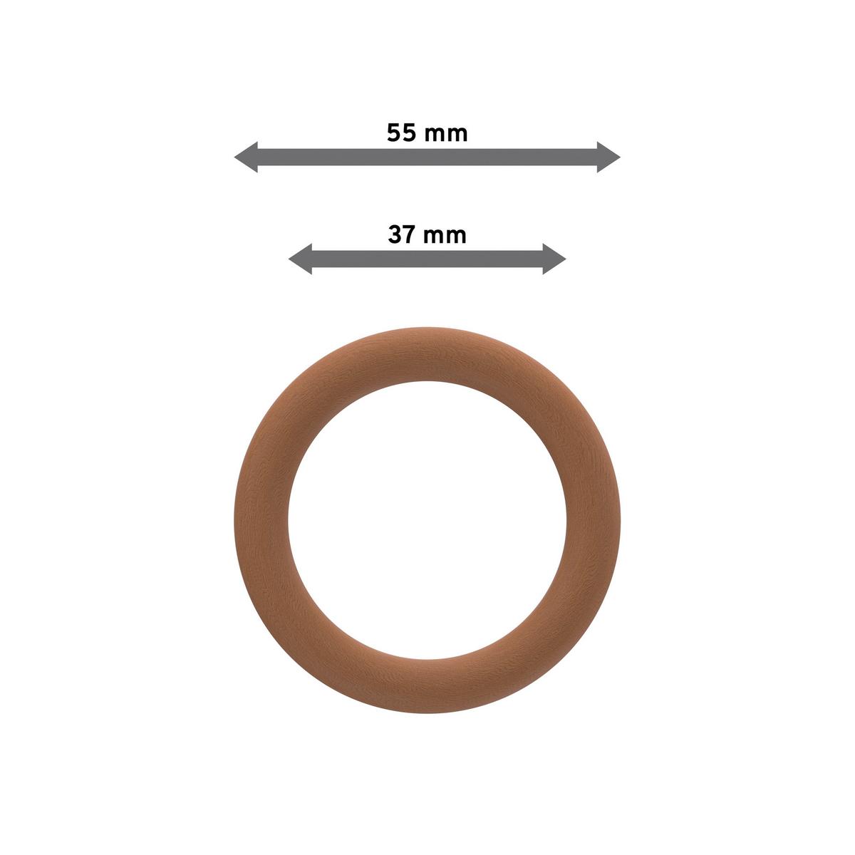RUNDRINGE MIT FALTENHAKEN FÜR GARDINENSTANGEN 28 mm Ø, Kirschbaum, Packung 10 Stück - Kirschbaumfarben, Holz (28cm) - INTERDECO