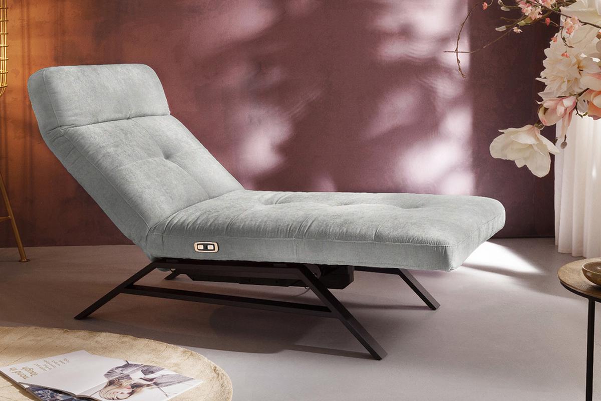 LIEGE MIT MOTORISCHER RELAXFUNKTION AMERIVA Silber Velvet Relaxfunktion - Silberfarben/Schwarz, Textil (80/110/158cm) - KAWOLA