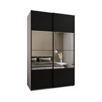 SCHWEBETÜRENSCHRANK 245,5/150/64 2-türig - Schwarz/Weiß, Holz/Metall (150/245/64cm) - Abiks Möbel