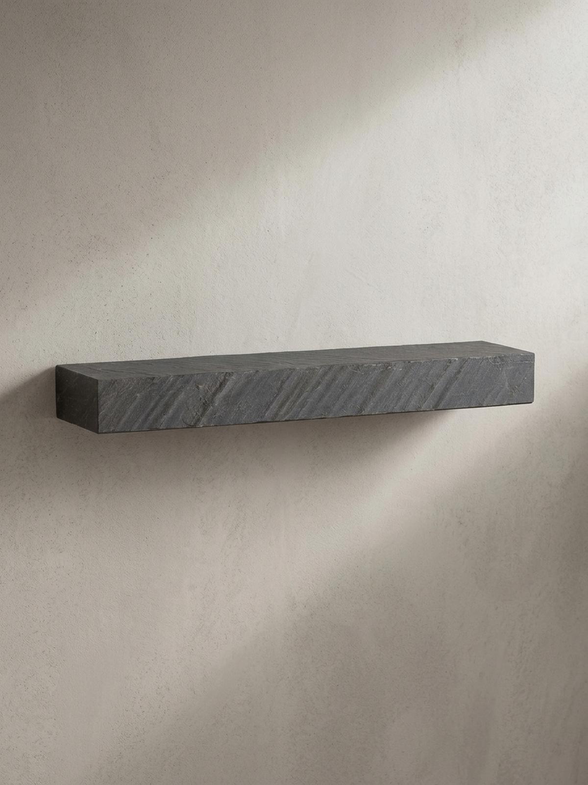 WANDREGAL Mango Massivholz Steinoptik Rechteckig Modern, Grau 90x20x10 cm - Grau, Holz (90/10/20cm) - KADIMA DESIGN