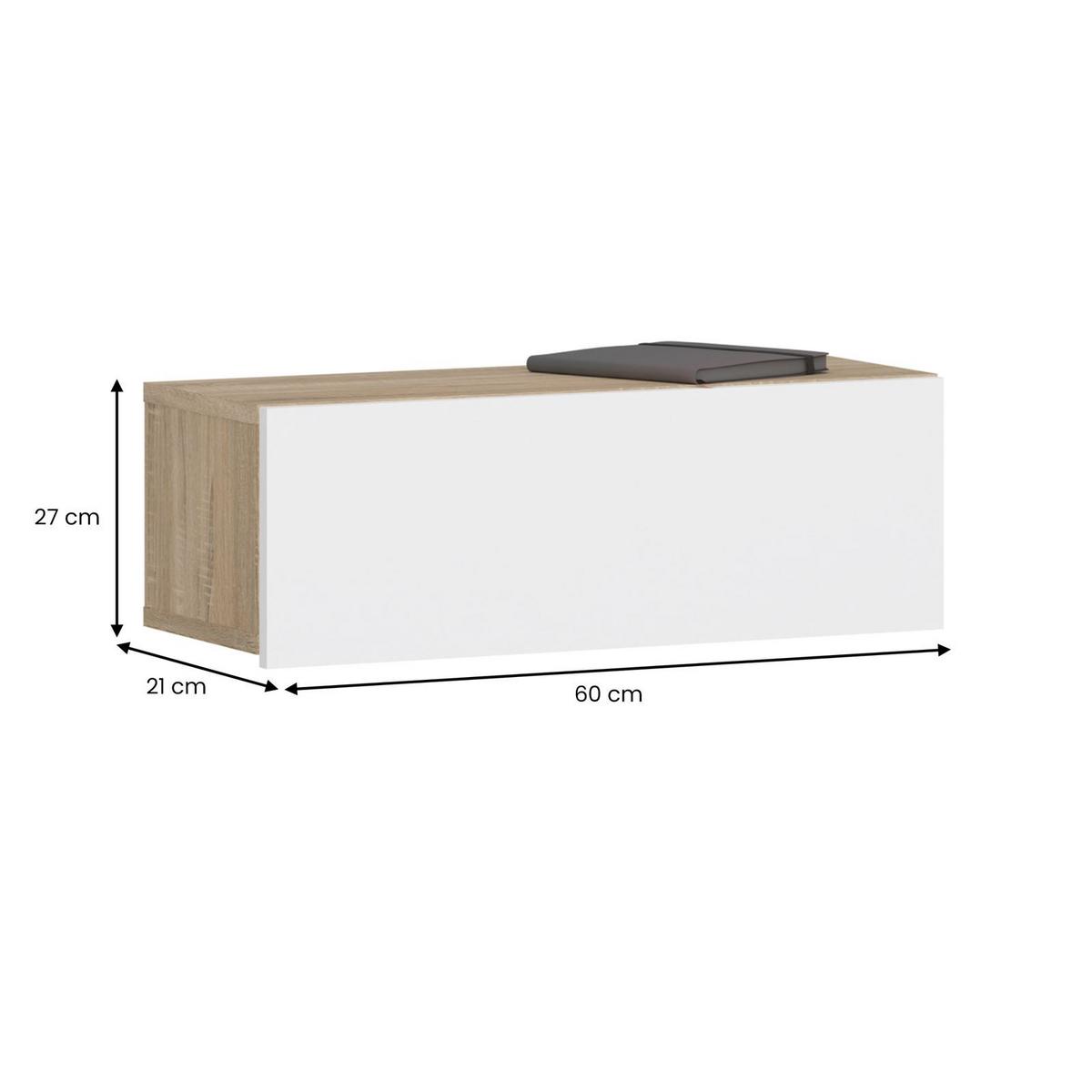 HÄNGENDER NACHTTISCH NANI - Weiß/Sonoma Eiche, Holzwerkstoff (60/21/27cm) - IDIMEX