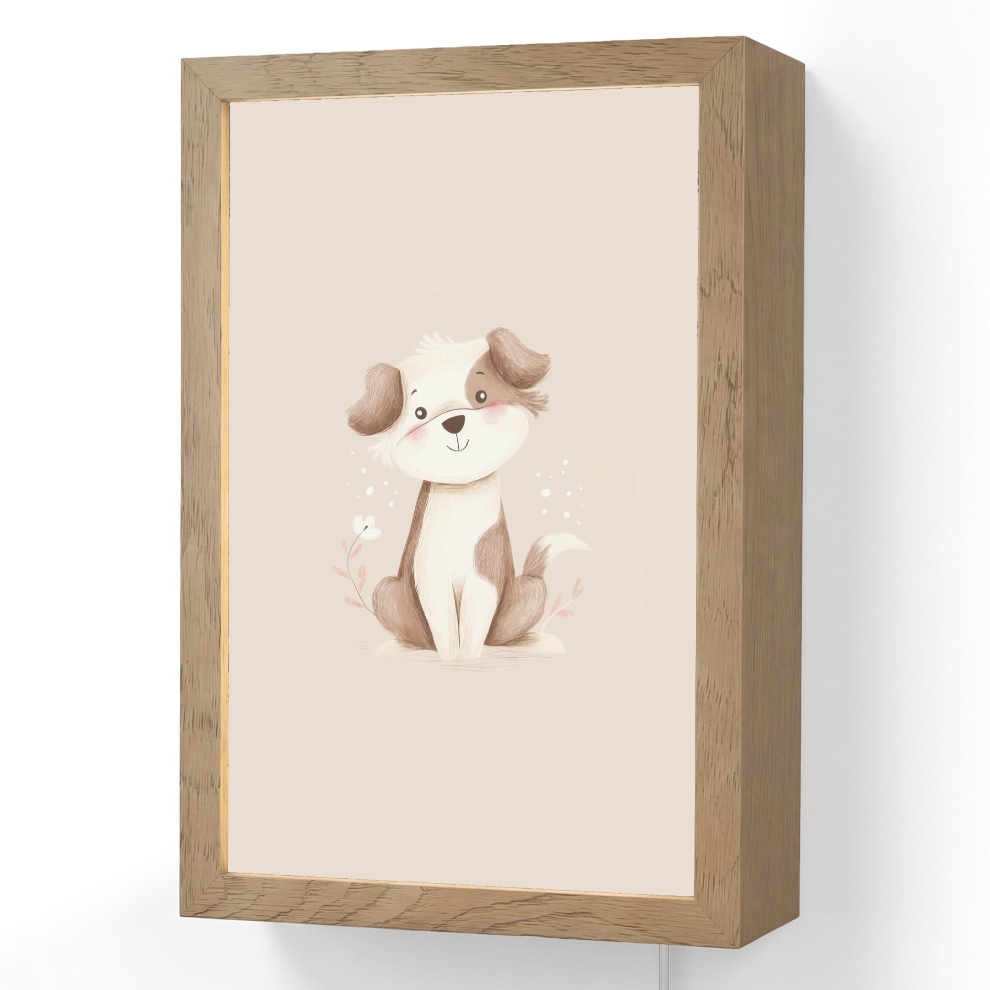 WANDLEUCHTE Hund - Gefleckt - Braun 20x30 cm - Beige, Holzwerkstoff (20/30/8cm) - OnlyWow