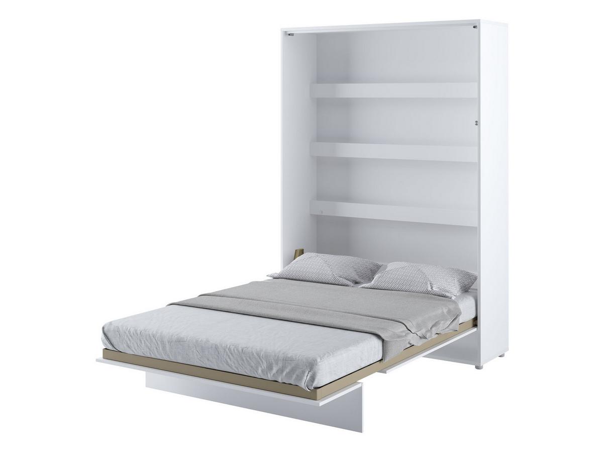 SCHRANKBETT Bed-Concept BC-01 140x200 mit zwei LED-Lampe - Weiß Hochglanz/Grau, Holz/Holzwerkstoff (140/200cm) - MIRJAN24