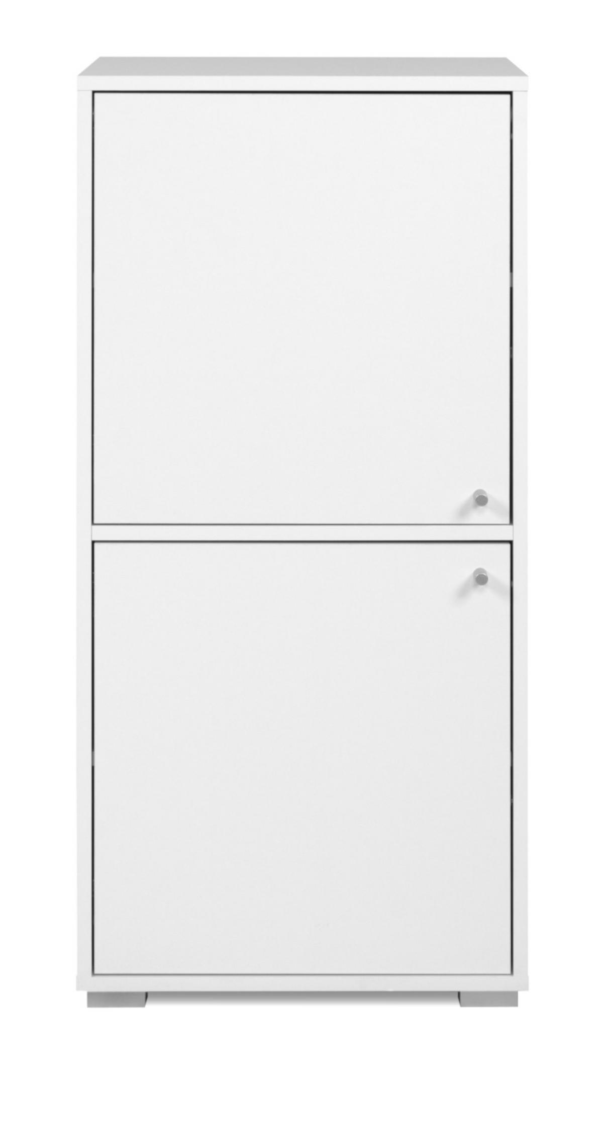 KOMMODE weiß 46 x 97 cm, Anrichte mit wechselbarem Türanschlag - Silberfarben/Weiß, Holzwerkstoff/Kunststoff (46/96.5/33.5cm) - Furn.Design