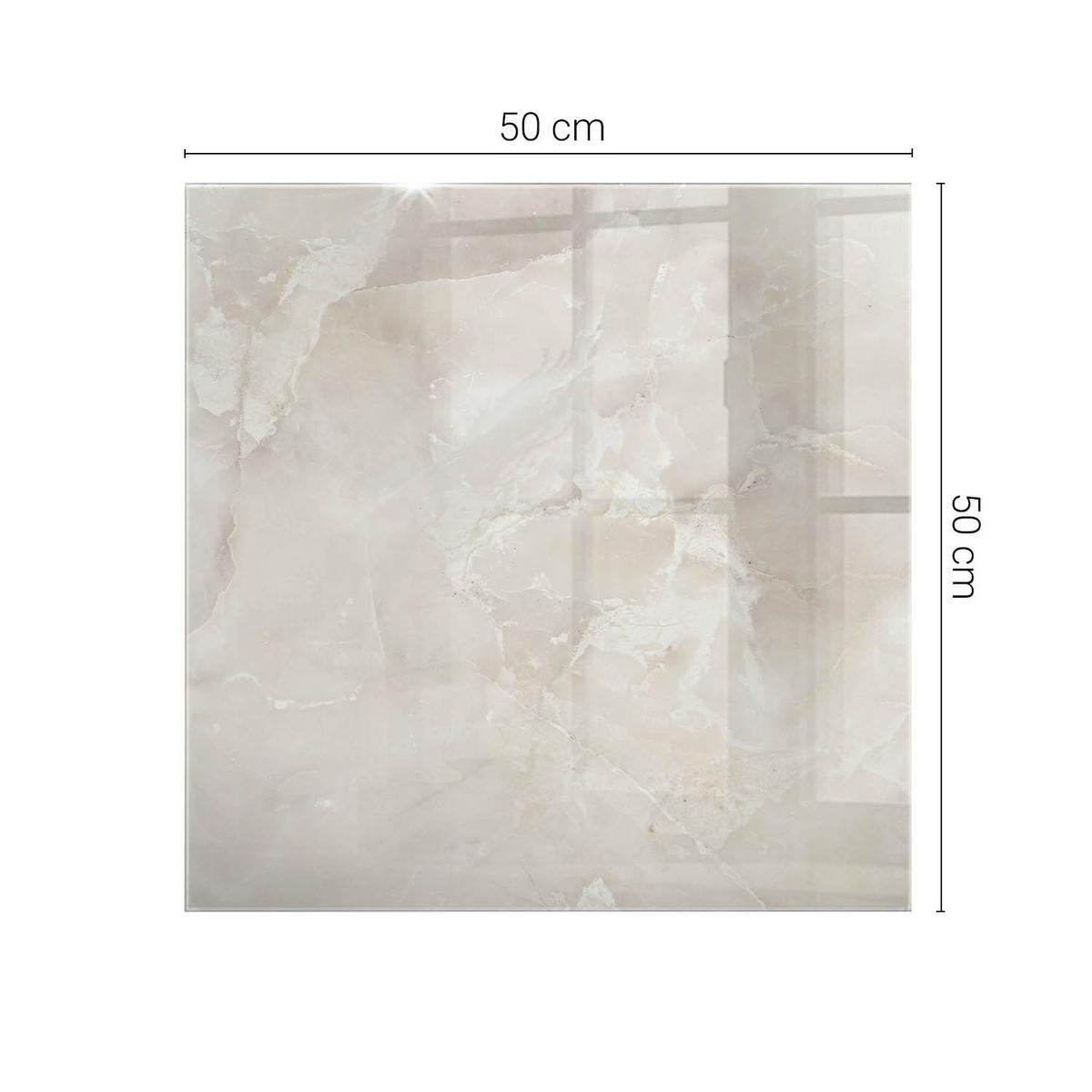 TISCHPLATTE 50x50 cm Marmorstrukturmuster - Creme, Glas (0.4/50/50cm) - TULUP