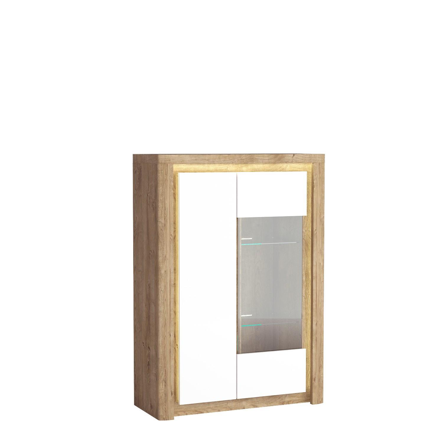 VITRINE VARUS 141 / 100 cm in Eichefarben - Eichefarben/Weiß, Holzwerkstoff (100/141/40.5cm) - MASSENO