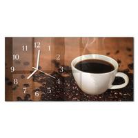 WANDUHR aus Glas 60x30 cm - Heißer Kaffee - Braun, Glas (60/30/0.4cm) - TULUP