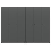 KLEIDERSCHRANK grau 6-türig 240 cm, Drehtürenschrank mit Kleiderstangen - Schwarz/Grau, Holzwerkstoff/Kunststoff (240/176/51cm) - Inn.Furn