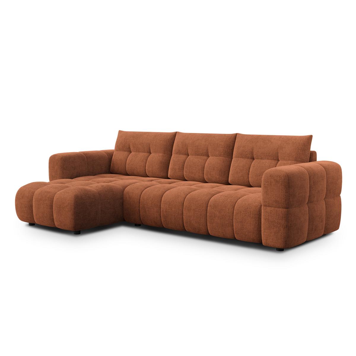 ECKSOFA CLOUDI 4-Sitzer links, rostrot - Schwarz/Orange, Holz/Textil (294/160cm) - Wozimo