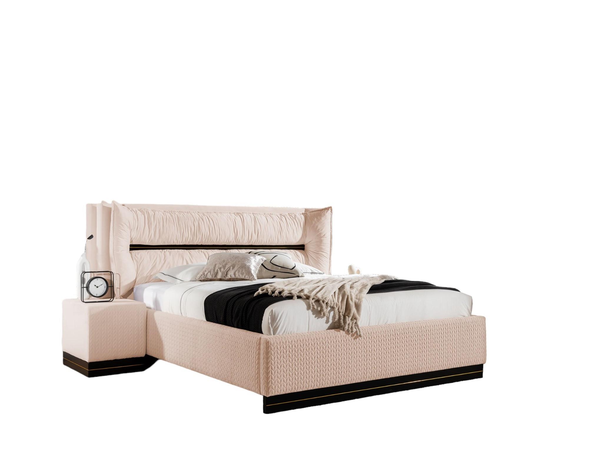 POLSTERBETT Hamilton Magic Velvet Set.4 - Hellrosa, Holzwerkstoff/Textil (180/200cm) - Fun Möbel