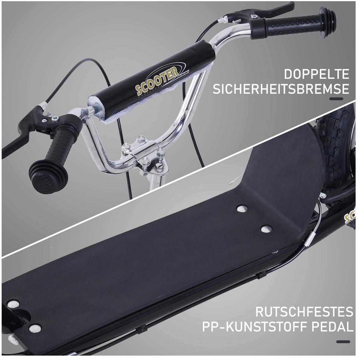 KINDERROLLER, Schwarz/Rosa, Stahl+ Gummi - Schwarz, Metall (135/58/100cm) - HOMCOM