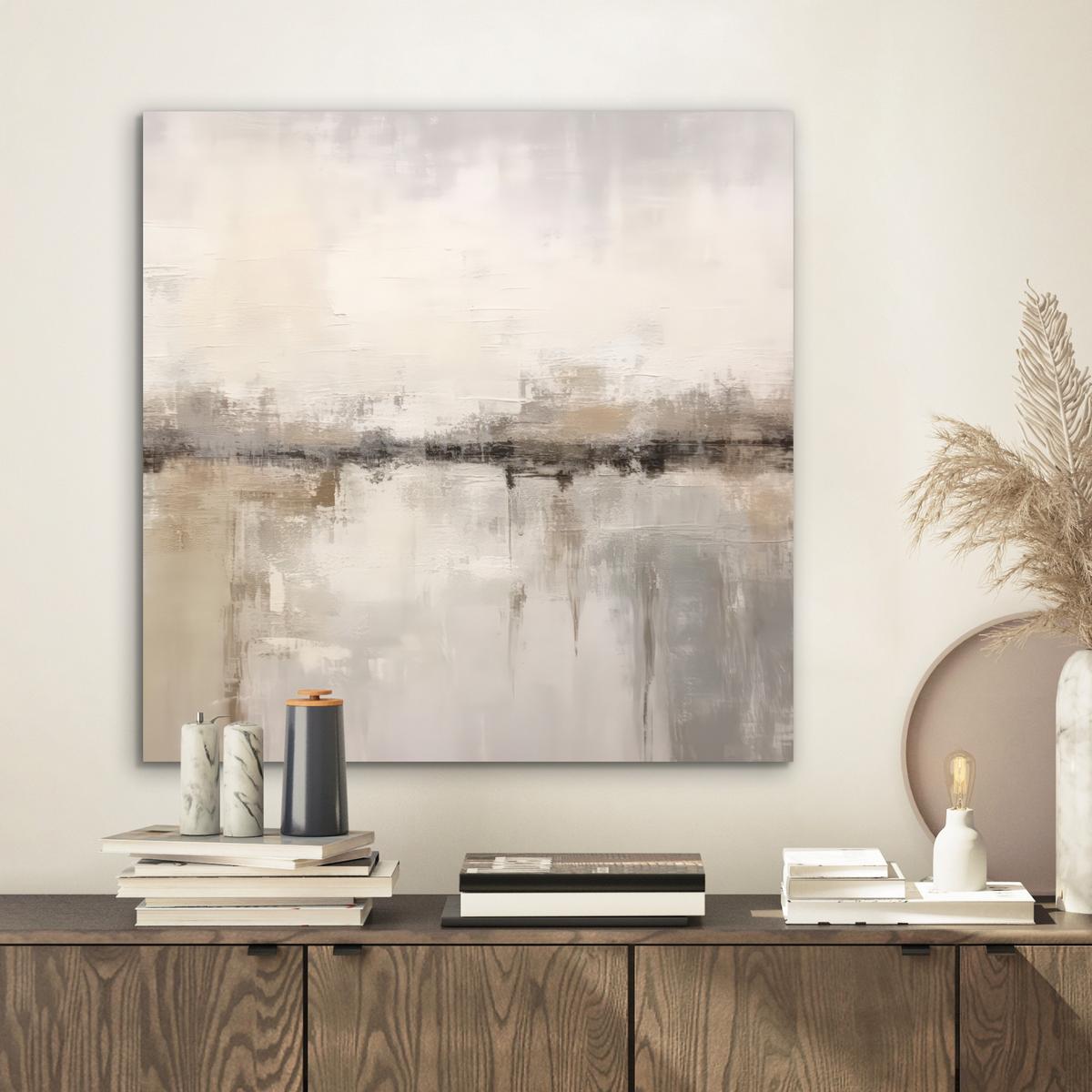 METALLBILD Moderne Kunst - Abstrakt - Beige 50x50 cm - Beige, Metall (50/50cm) - MuchoWow