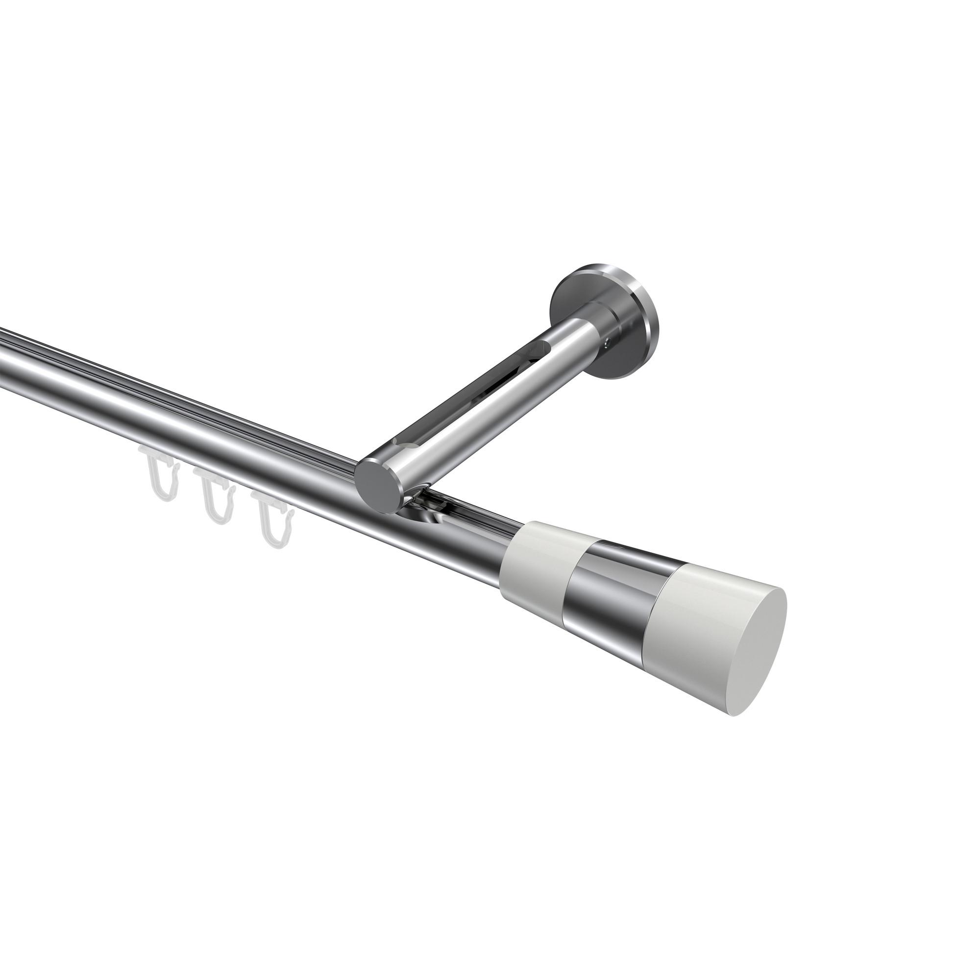 GARDINENSTANGE INNENLAUF Siteno Tanara 240 cm (geteilt in 2 x 120 cm), 1-läufig, 20 mm Ø Chrom - Chromfarben/Weiß, Metall (240cm) - INTERDECO