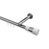 GARDINENSTANGE INNENLAUF Siteno Tanara 300 cm (geteilt in 3 x 100 cm), 1-läufig, 20 mm Ø Chrom - Chromfarben/Weiß, Metall (300cm) - INTERDECO