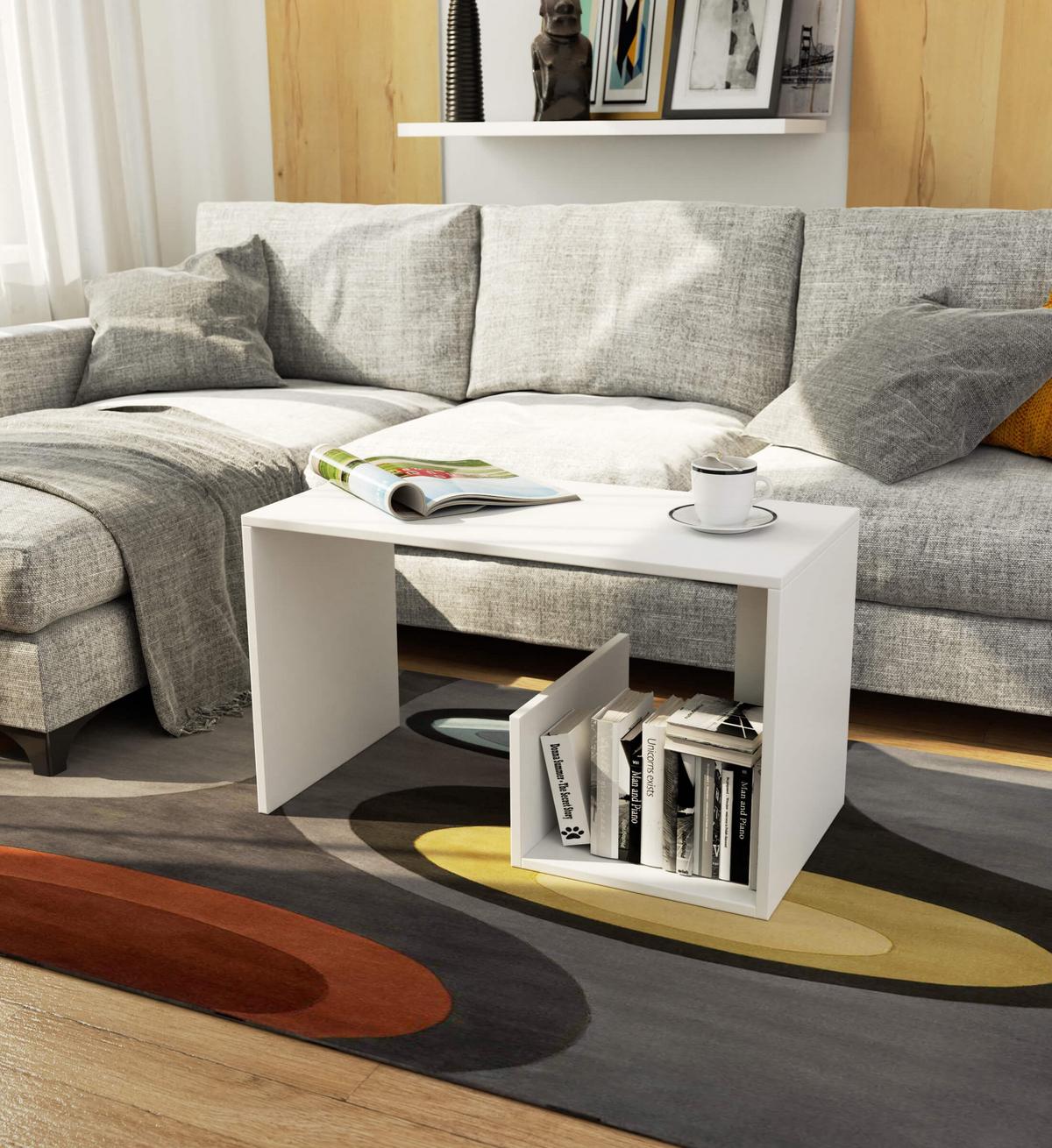 COUCHTISCH Weiß 45/80/40 - Weiß, Textil (40/80/45cm) - RAUMHIRSCH FURNITURE
