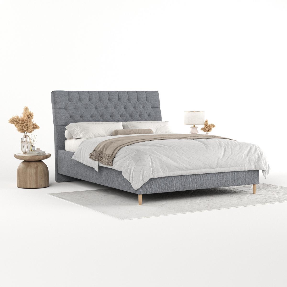 POLSTERBETT Lira 120/200 cm Grau im Neve Stoff - Naturfarben/Grau, Holz/Holzwerkstoff (120/200cm) - AltaBeds