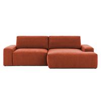 ECKSOFA Lennon aus Terrakotta Strukturstoff mit Schlaffunktion und Bettkasten - Terracotta/Schwarz, Holz/Kunststoff (264/137cm) - S-Style