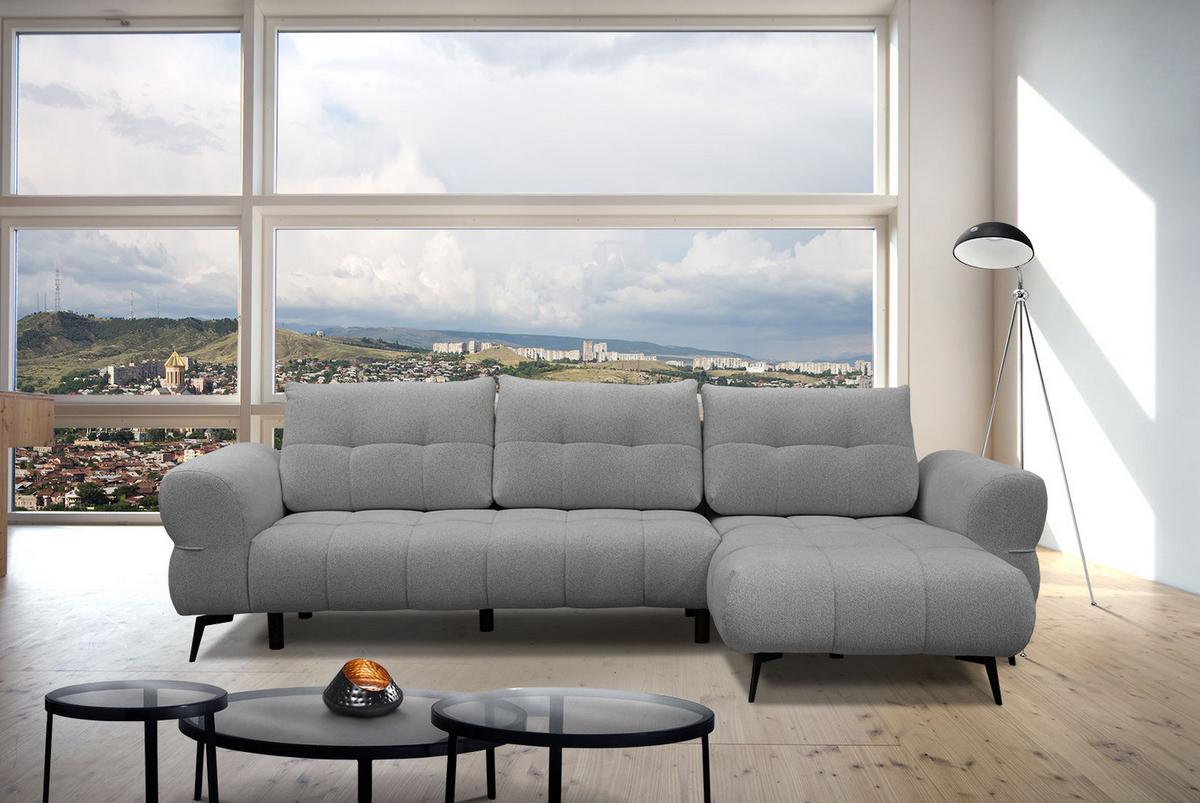 ECKSOFA SALVINI 4-Sitzer, grau - Schwarz/Grau, Holzwerkstoff/Textil (292/158cm) - Wozimo