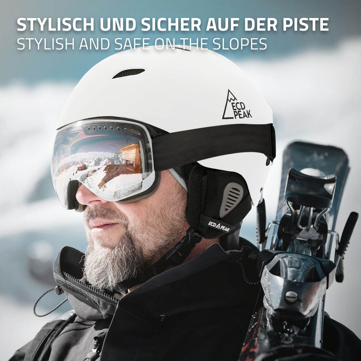 SKIHELM für Herren und Damen Snowboardhelm robust Weiß M 55-58 cm - Weiß, Kunststoff (29/23cm) - ECD-Germany
