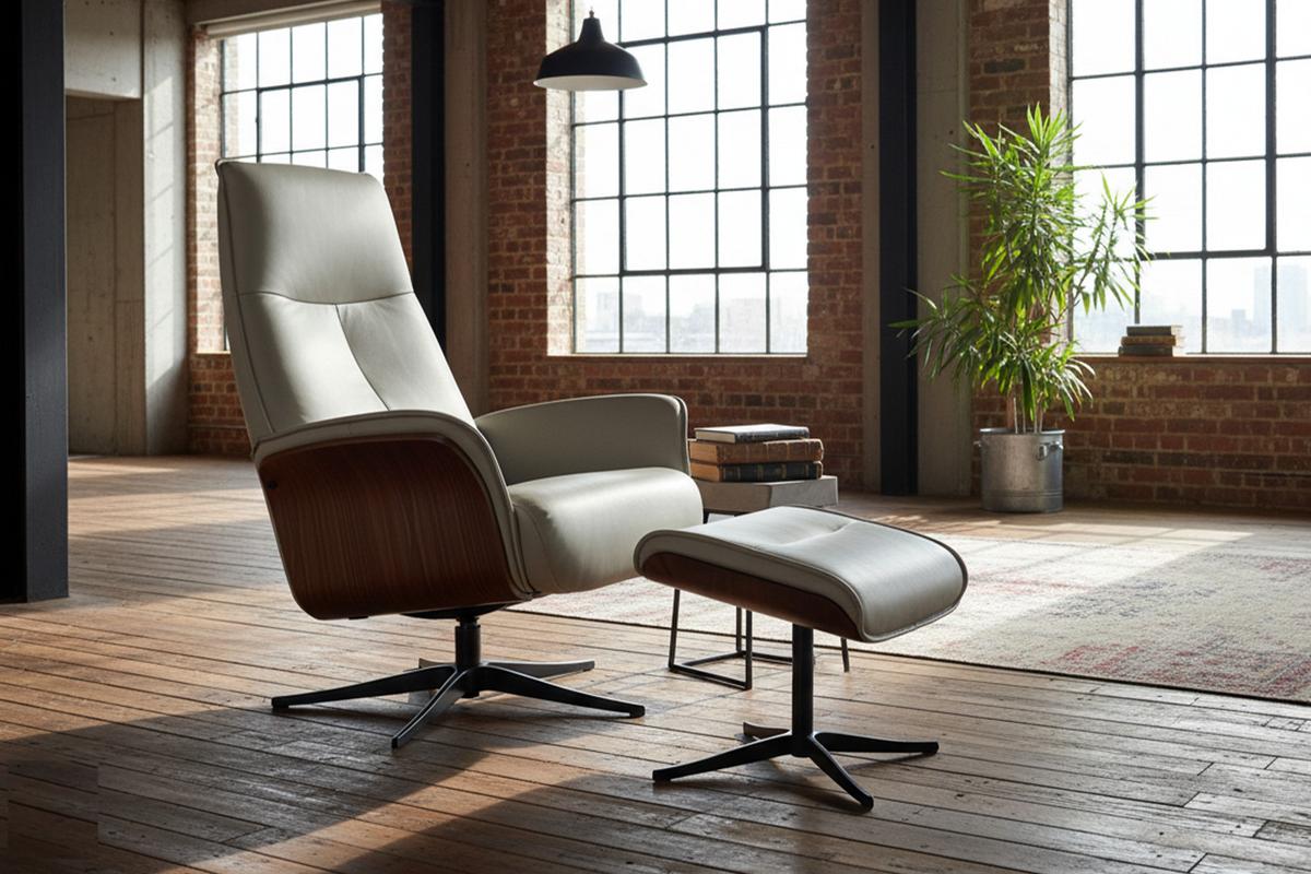 RELAXSESSEL FERREIRA Grau Leder Relaxfunktion - Schwarz/Grau, Leder/Metall (78/106/84cm) - KAWOLA