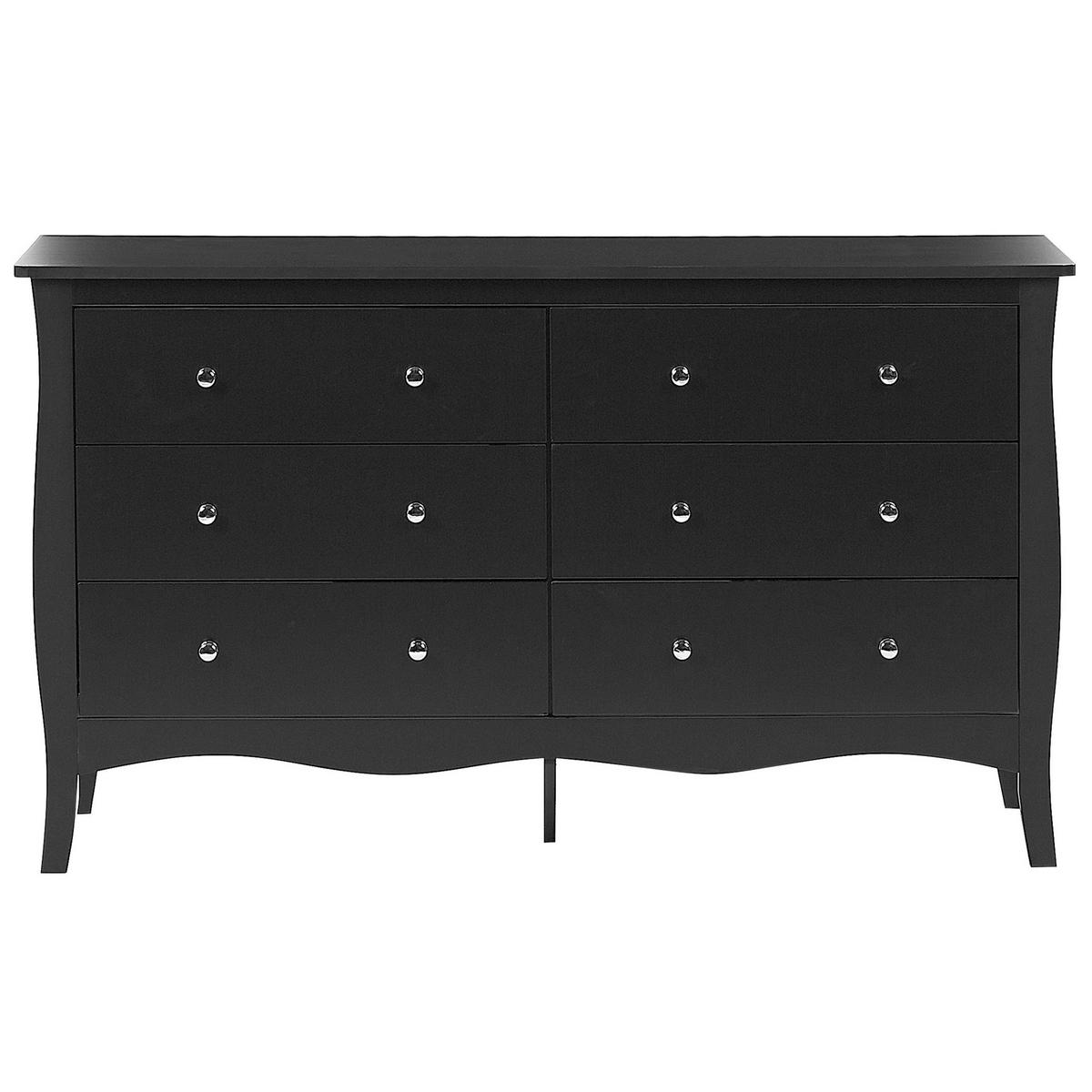 KOMMODE 6 Schubladen Metallgriffe schwarz Winchester - Schwarz, Holzwerkstoff (130/75/40cm) - Beliani