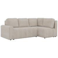ECKSOFA NESSARO COR L - Beige Cord - Rechts - Beige/Schwarz, Kunststoff/Textil (240/151cm) - MKS