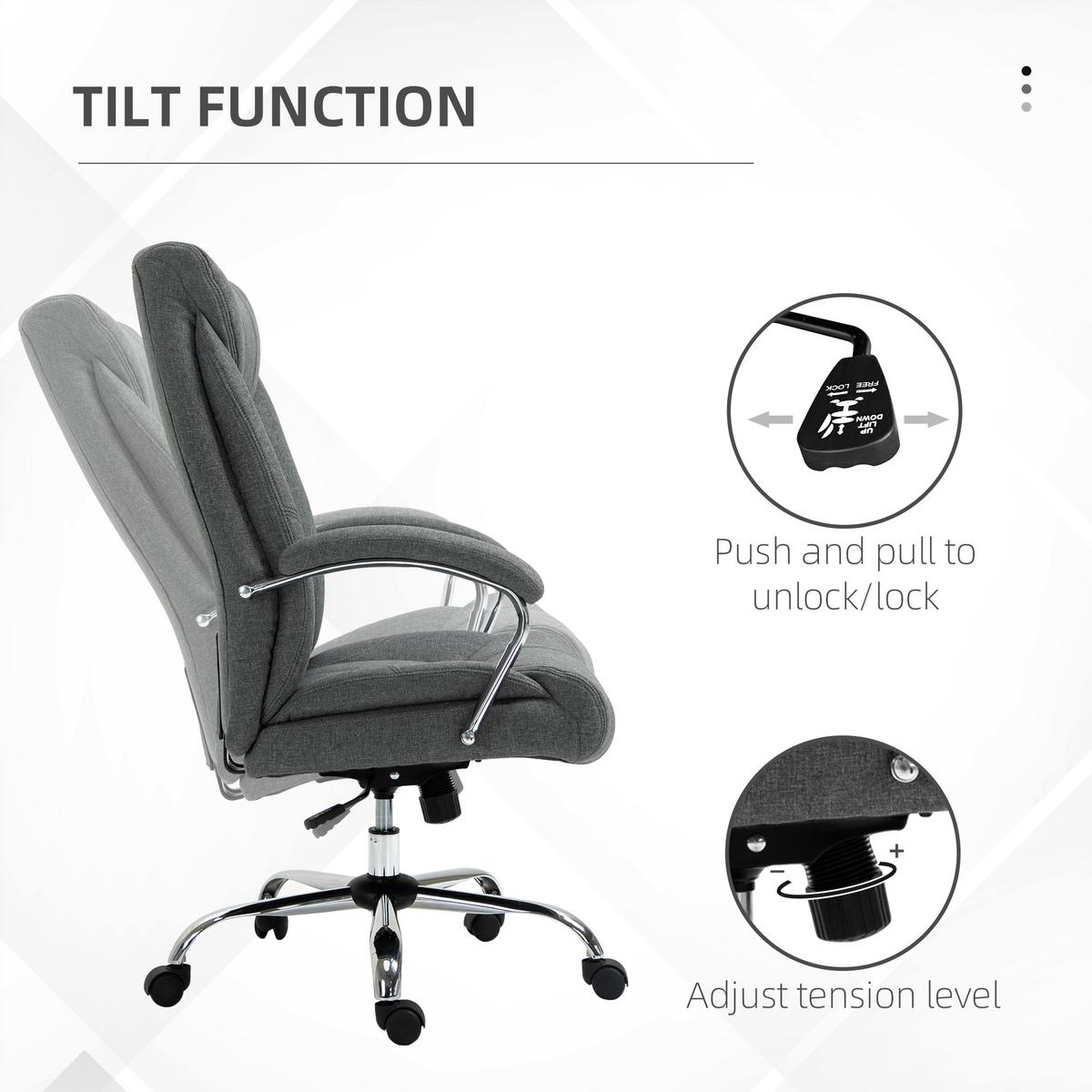 BÜROSTUHL mit Wippfunktion Höhenverstellbarer Schreibtischstuhl Drehstuhl Stahl - Grau, Kunststoff (78/118/65cm) - Vinsetto