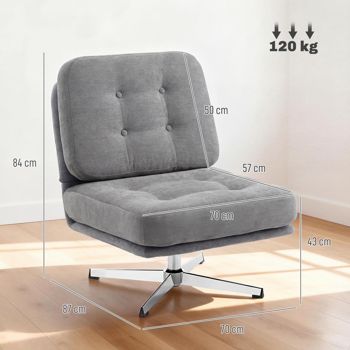 LOUNGESESSEL aus Polyester Hellgrau - Silberfarben/Hellgrau, Textil/Metall (70/84/87cm) - HOMCOM