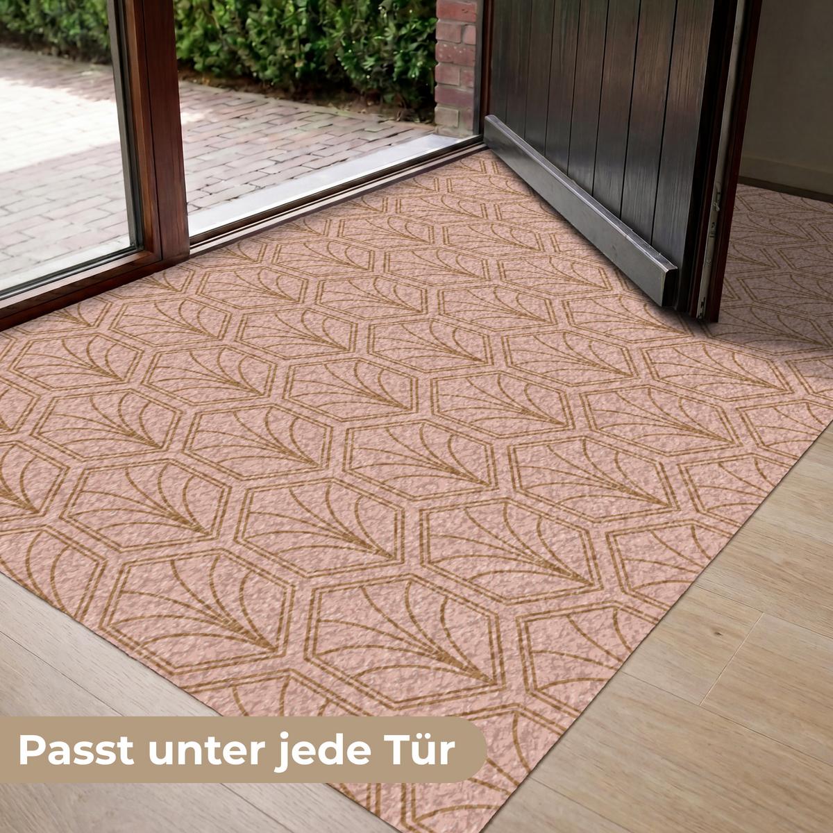 FUSSMATTE Lachsrosa - Muster - Geometrisch Schmutzfangmatte 150x90 cm - Altrosa, Kunststoff (150/0.4cm) - MuchoWow