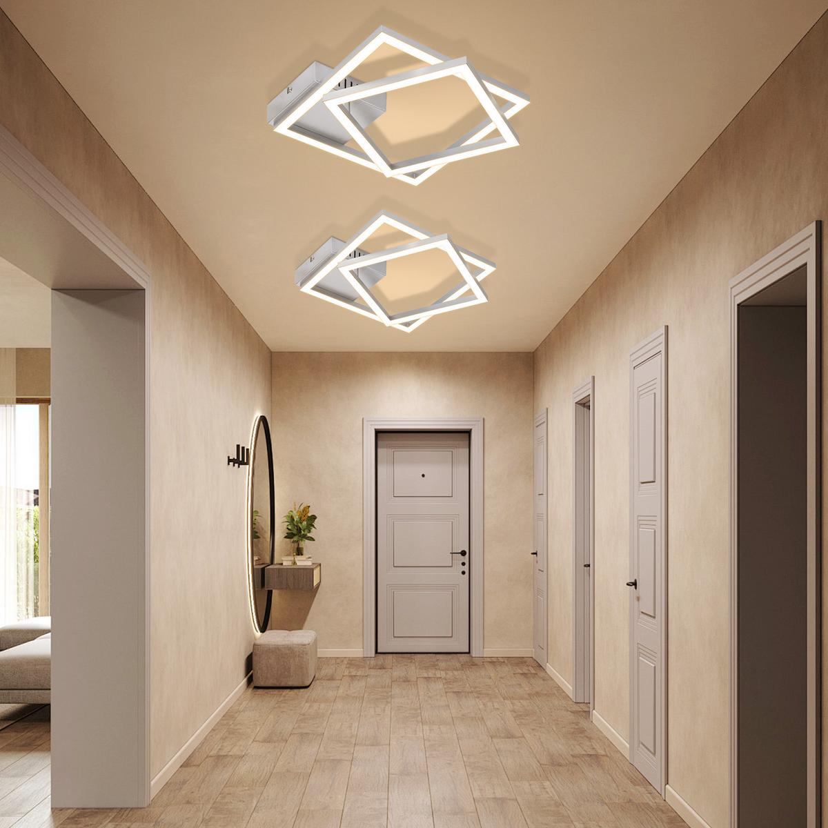LED DECKENLEUCHTE Elwynne 34.5/34.5/6.7 cm - Silberfarben, Kunststoff (34.5/34.5/6.7cm) - ZMH