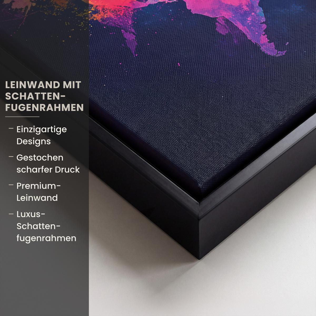 LEINWAND Bilder mit Rahmen - Weltkarte - Bunt - Graffiti - 40x30 - Multicolor, Textil (40/30cm) - MuchoWow