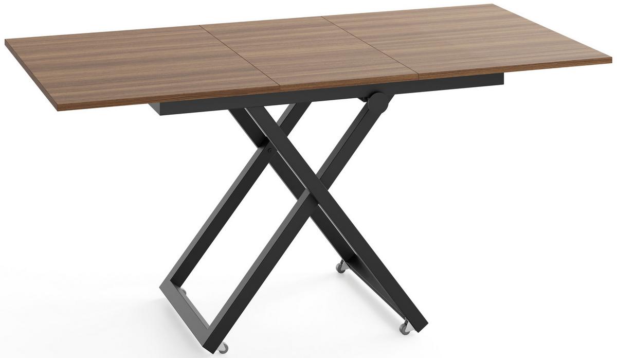 COUCHTISCH Axen höhenverstellbar ausziehbar, Nussbaum Braun 120-160/80/38-75 cm - Walnussfarben/Schwarz, Holzwerkstoff/Metall (80/160/75cm) - WFL GROUP