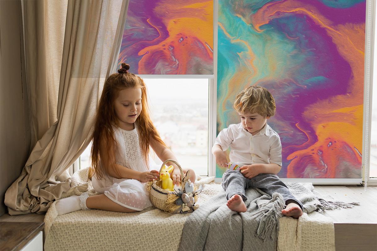 INNENROLLO - Fensterrollo - Rollo - 100x100 cm - Farbverschwimmen - Blau, Kunststoff (100/100/0.5cm) - TULUP