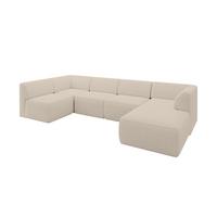 WOHNLANDSCHAFT Ottomane Rechts MOVO-L 345x180x78 cm Dunkelbegie Bouclé - Cappuccino, Holzwerkstoff/Kunststoff (180/78/345cm) - ALTDECOR