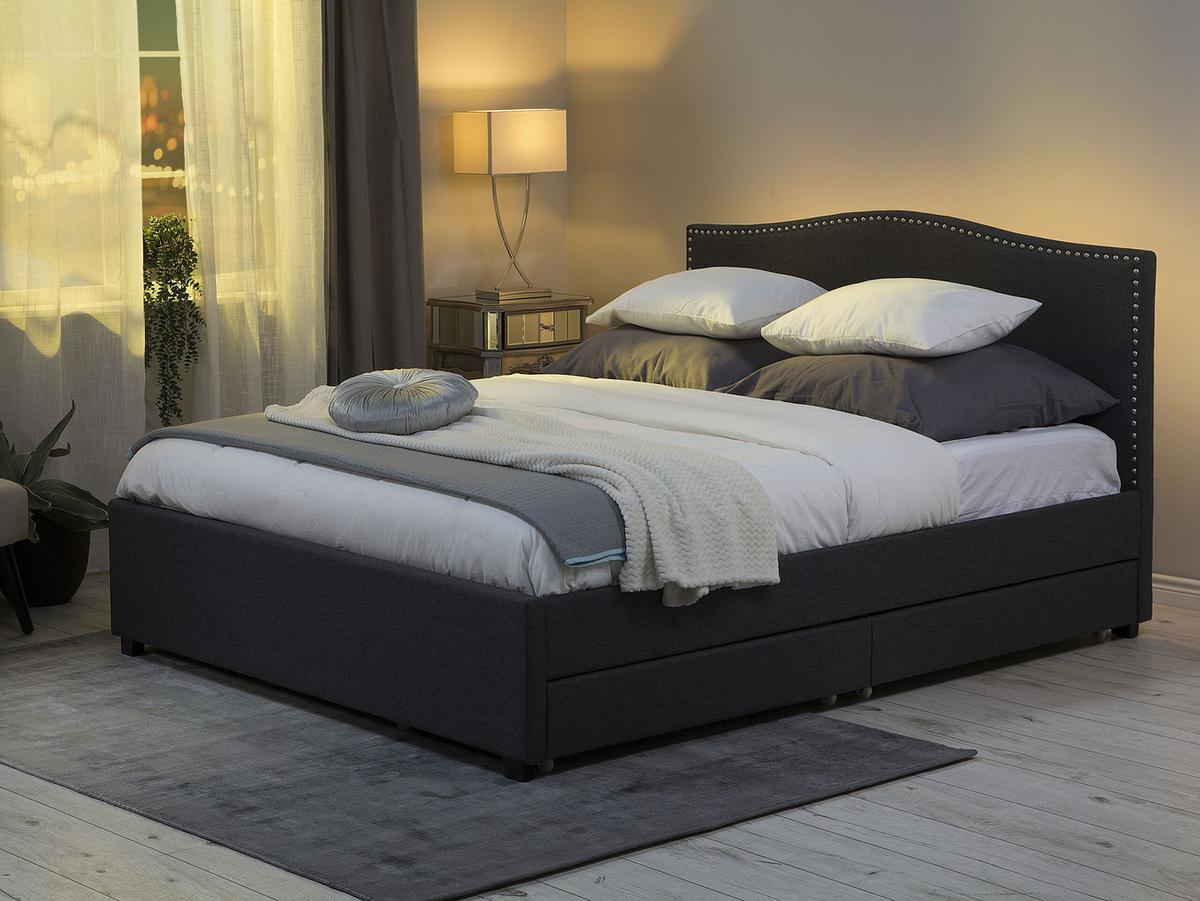 POLSTERBETT 180/200cm Dunkelgrau Montpellier - Dunkelgrau, Textil (180/200cm) - Beliani