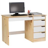 SCHREIBTISCH HUGO natur/weiß - Naturfarben/Weiß, Holz (54/114/76cm) - IDIMEX