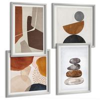 BILDER SET 4er Set - 50x50 cm & 40x60 cm Silberner Rahmen - Abstrakte Malerei Dekorationen - Silberfarben, Kunststoff (50/50cm) - TULUP