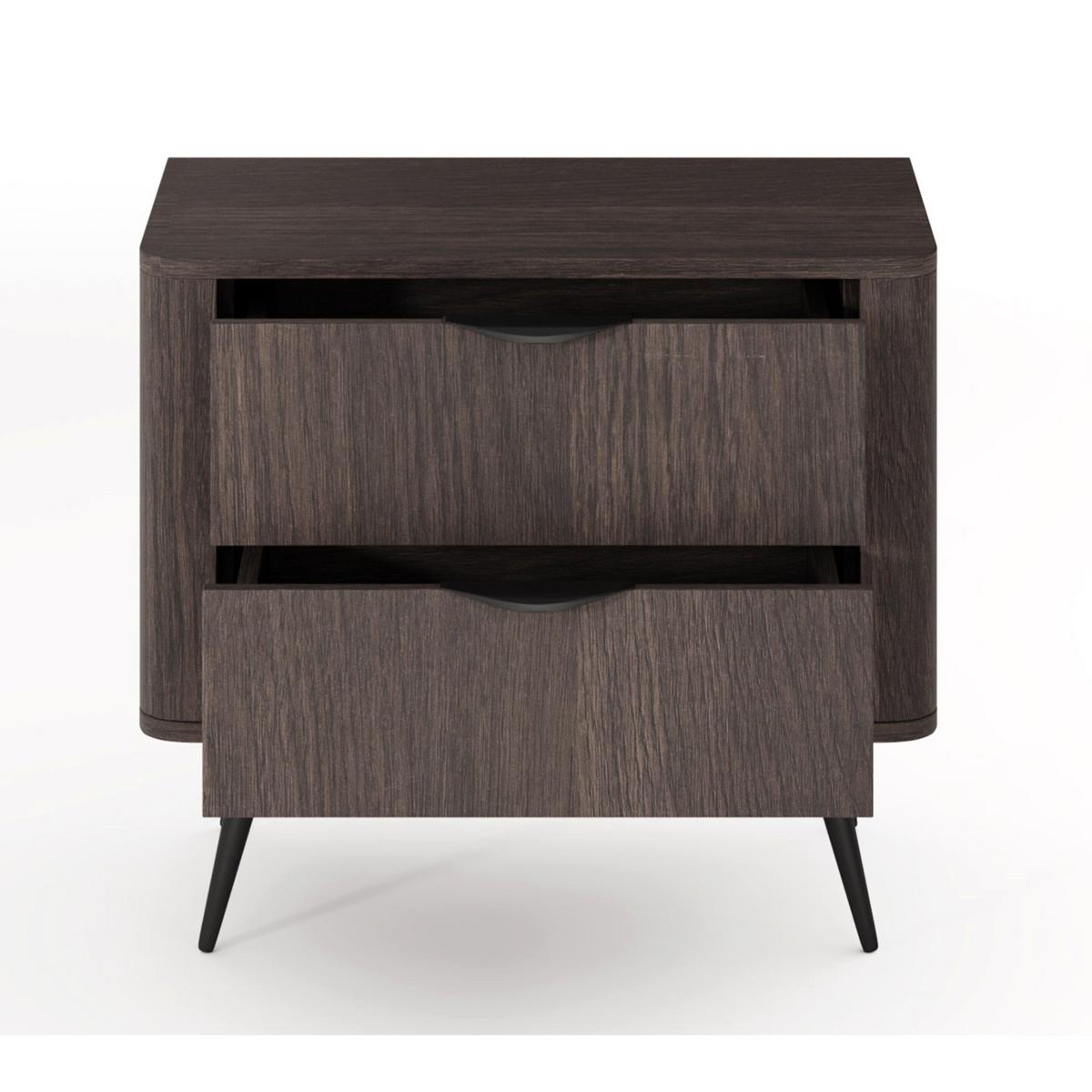 NACHTTISCH Veris Dunin-Eiche 63 cm - Dunkelbraun/Schwarz, Holzwerkstoff/Metall (63.2/55.3/38cm) - Selsey