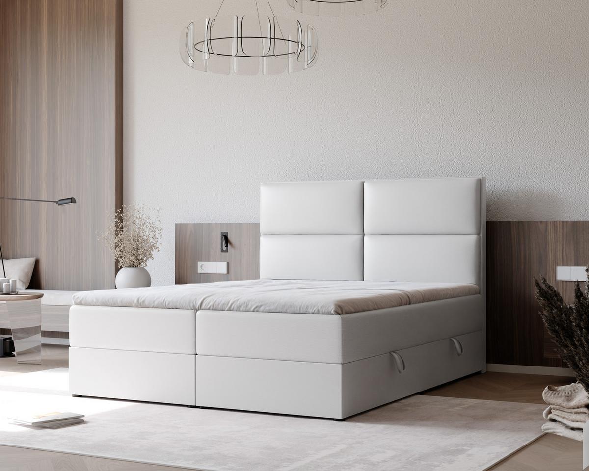 BOXBETT ORFEO 160/200 cm mit Matratze und Topper, Weiß - Weiß, Textil (160/200cm) - Idohome