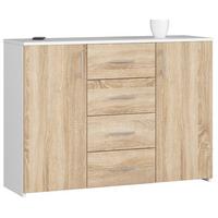 KOMMODE Weiß, Eiche Sonoma 80/110/35 - Weiß, Holzwerkstoff (110/80/35cm) - RAUMHIRSCH FURNITURE